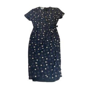 Nicole Summers 100% Silk Women's Polka Dot Wrap Summer Dress - 14